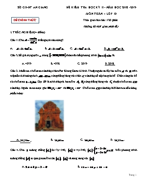 Kiểm tra học kỳ II môn Toán Lớp 10 - Năm học 2018-2019 - Sở giáo dục và đào tạo An Giang